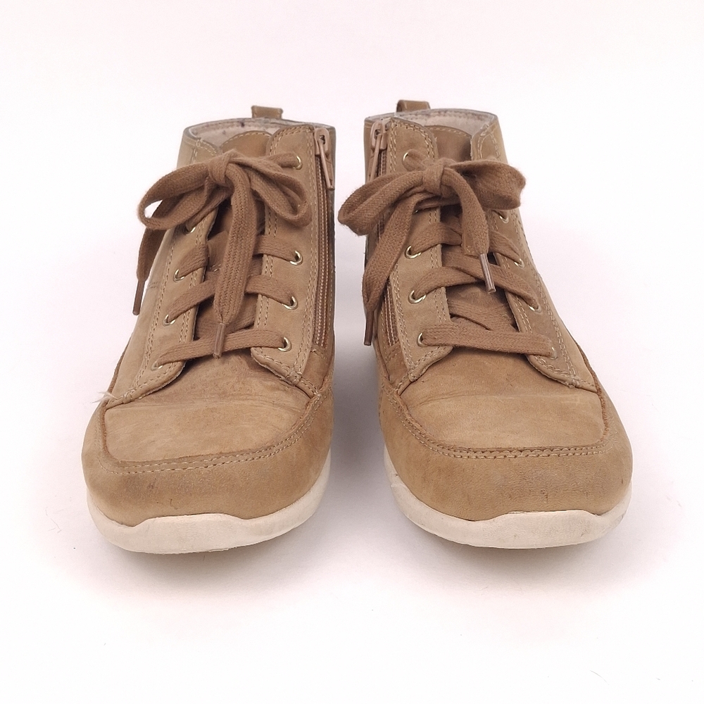 Vionic Shawna sneaker boots leather comfort arch support weather resistant tan - Picture 4 of 10